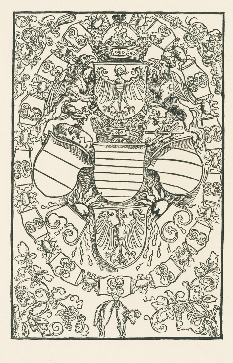 Maximilian I:s vapensköld, som kung av romarna av Albrecht Dürer or Duerer