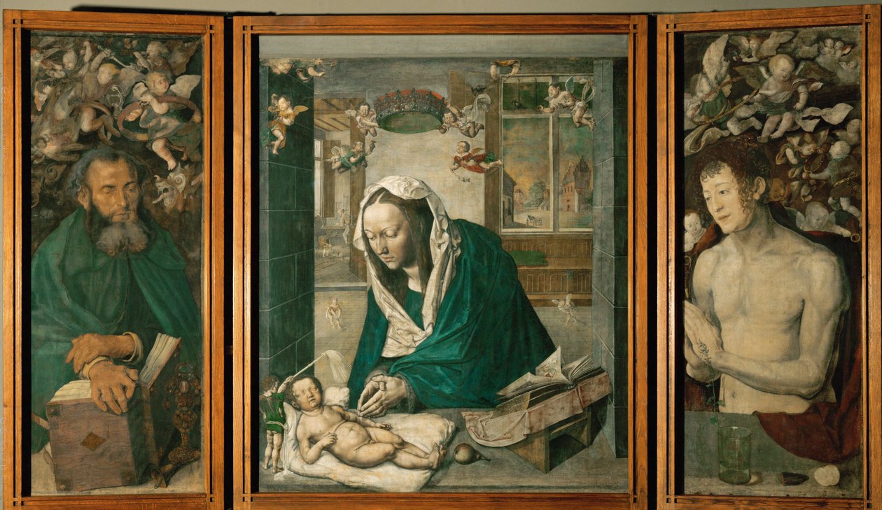 Altaret i Dresden, ca 1496 (tempera på duk) av Albrecht Dürer or Duerer