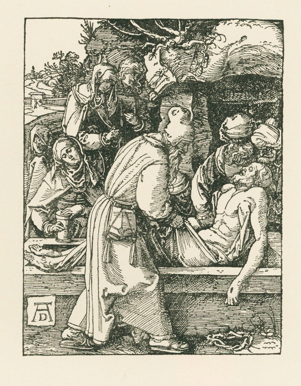 Begravningen, ca 1509-10 (träsnitt) av Albrecht Dürer or Duerer