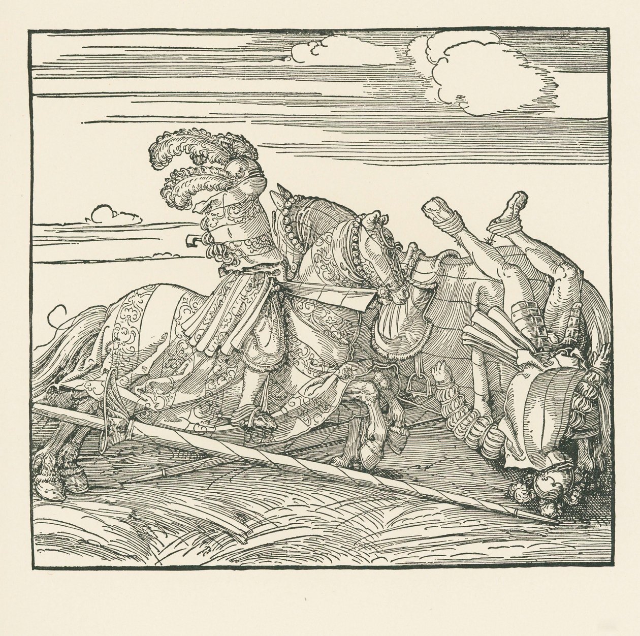 Den tyska turneringen, ca 1517-18 (träsnitt) av Albrecht Dürer or Duerer