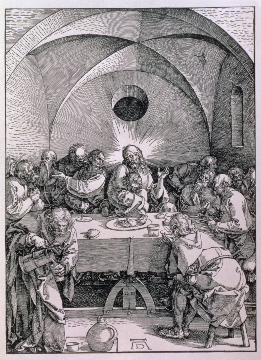 Den sista måltiden från serien "Great Passion", publicerad i. 1511 (träsnitt) av Albrecht Dürer
