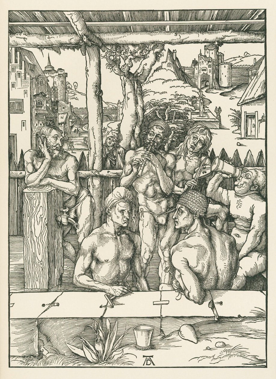 Männens bad, ca 1496-97 (träsnitt) av Albrecht Dürer or Duerer