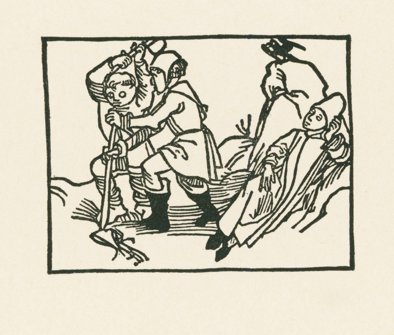 Prästen ligger på ängen, en korp kraxar på en ihålig sten, ca 1489-90 (träsnitt) av Albrecht Dürer or Duerer