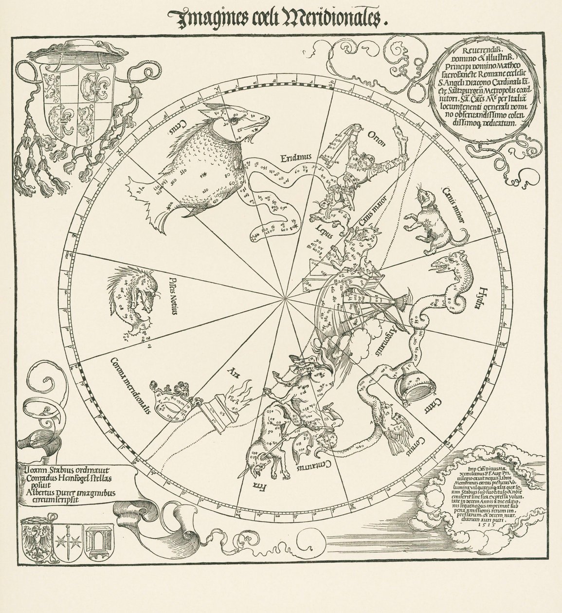 Södra halvklotet av den celestrala globen av Albrecht Dürer or Duerer