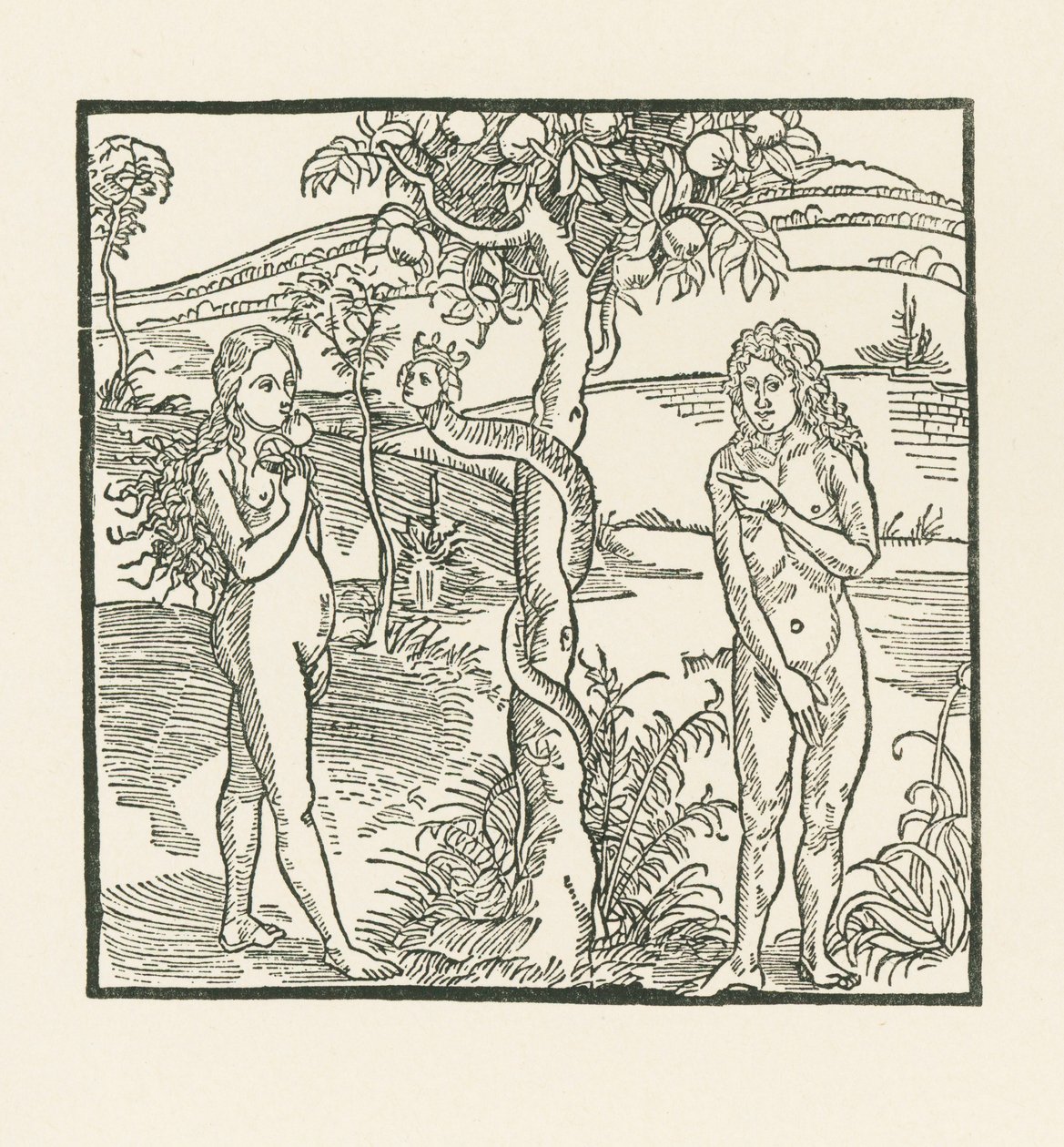 Fallet. Illustration till "Der Ritter von Turn" , ca 1493-93 (träsnitt) av Albrecht Dürer or Duerer