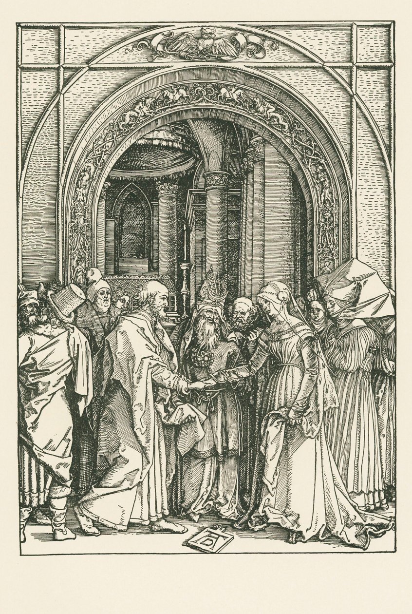Jungfru Marias bröllop, ca 1504 (träsnitt) av Albrecht Dürer or Duerer