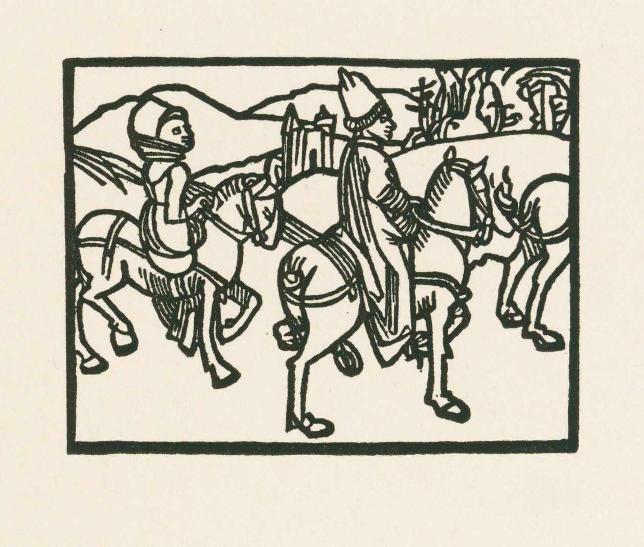 Prinsen på hästryggen, ca 1489-90 (träsnitt) av Albrecht Dürer or Duerer