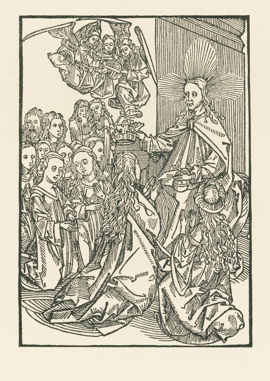 De utvaldas belöning, representerad av Marias kröning omgiven av helgonen av Albrecht Dürer or Duerer