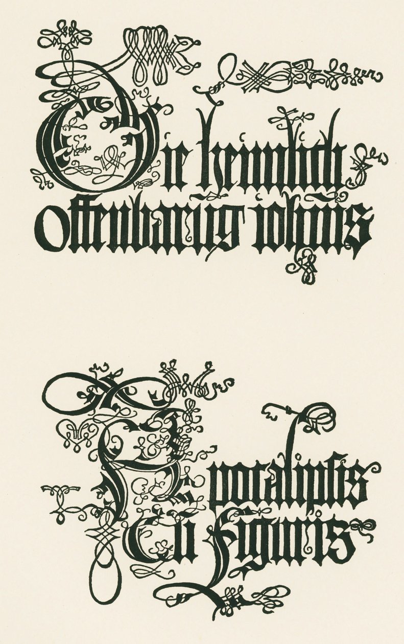 Titel på den tyska utgåvan från 1498: Den hemliga uppenbarelsen av Johannes ... av Albrecht Dürer or Duerer