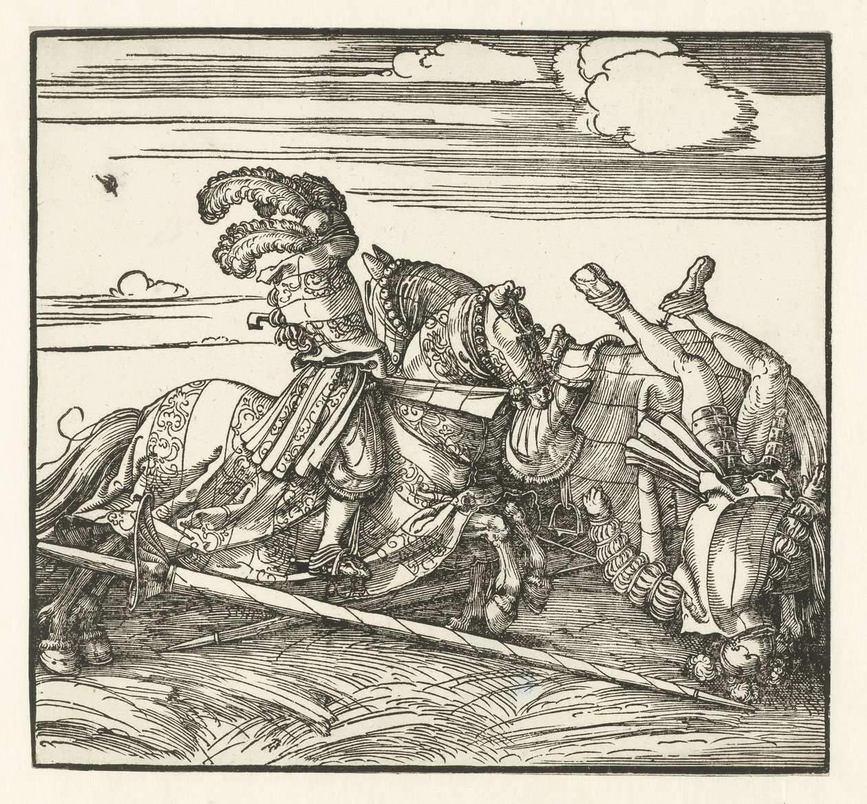 Två ryttare som slåss på hästryggen av Albrecht Dürer or Duerer