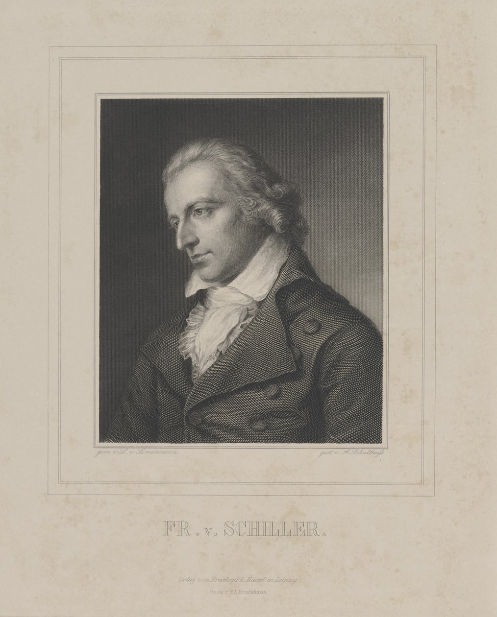 Porträtt av Friedrich von Schiller 1759-1805, ca. 1840 av Albrecht Fürchtegott Schultheiss