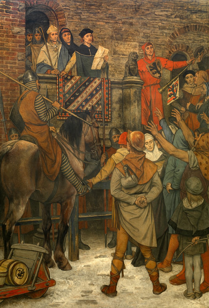 Dekoration i Brygges stadshus, ca 1895-1900 (väggmålning) av Albrecht de Vriendt
