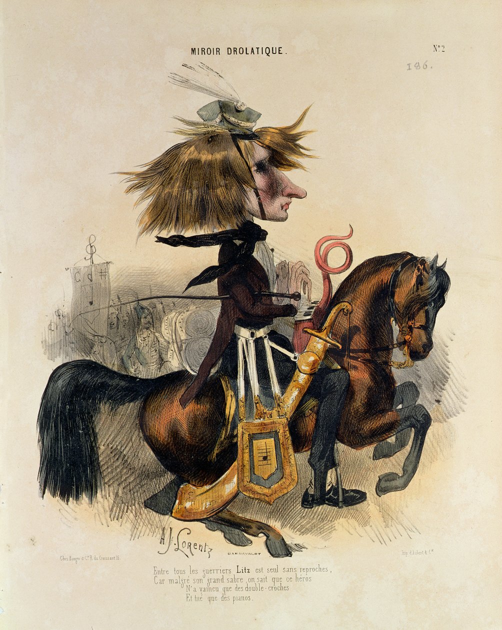 Karikatyr av Franz Liszt (1811-86) av Alcide Joseph Lorentz