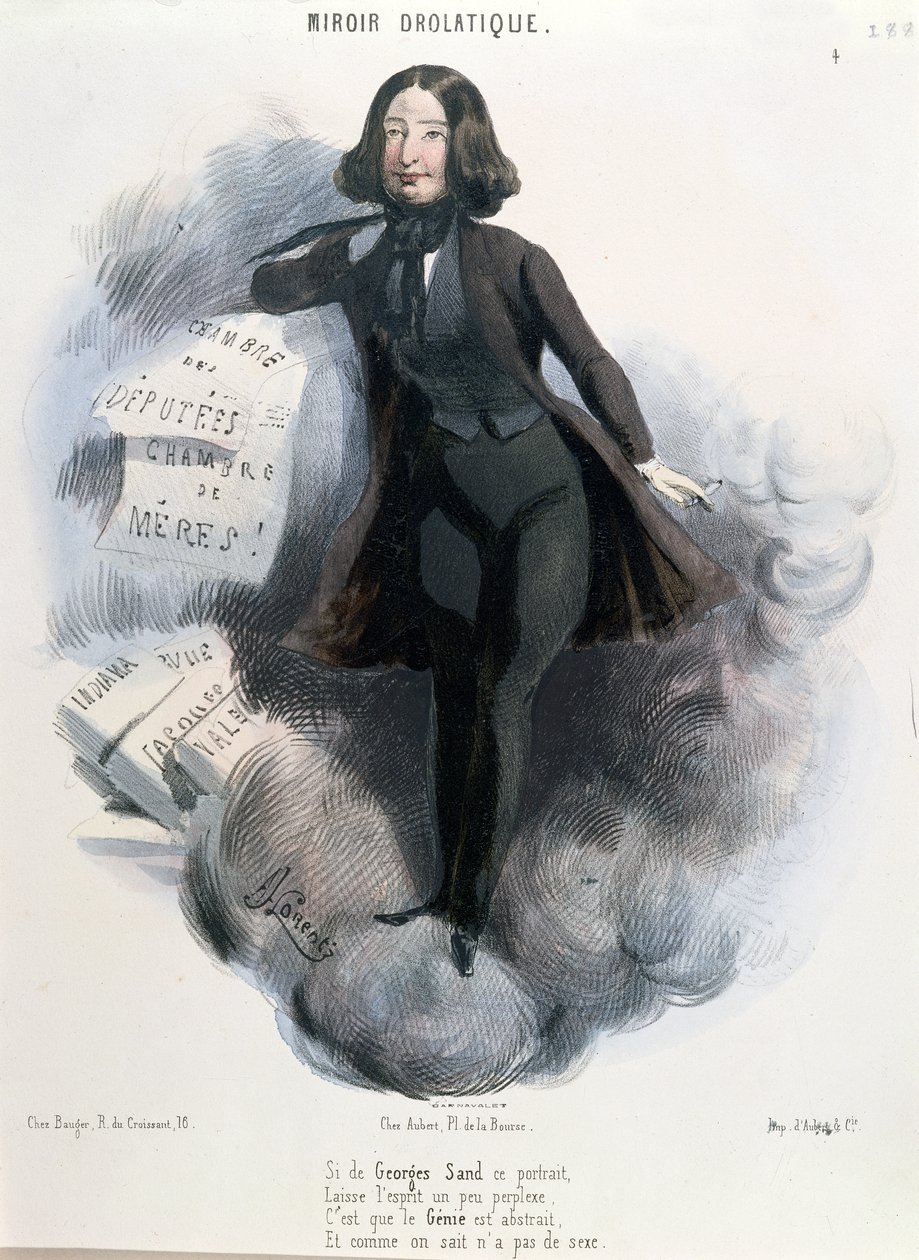 Karikatyr av George Sand (1804-76) c.1848 av Alcide Joseph Lorentz