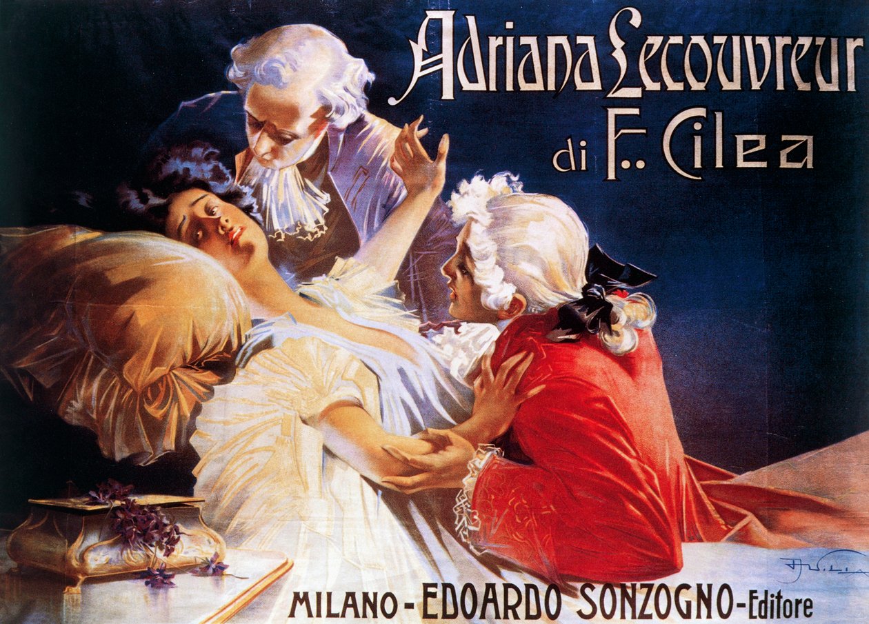 Affisch för operan Adriana Lecouvreur, av Francesco Cilea (1866-1950) av Aleardo Villa