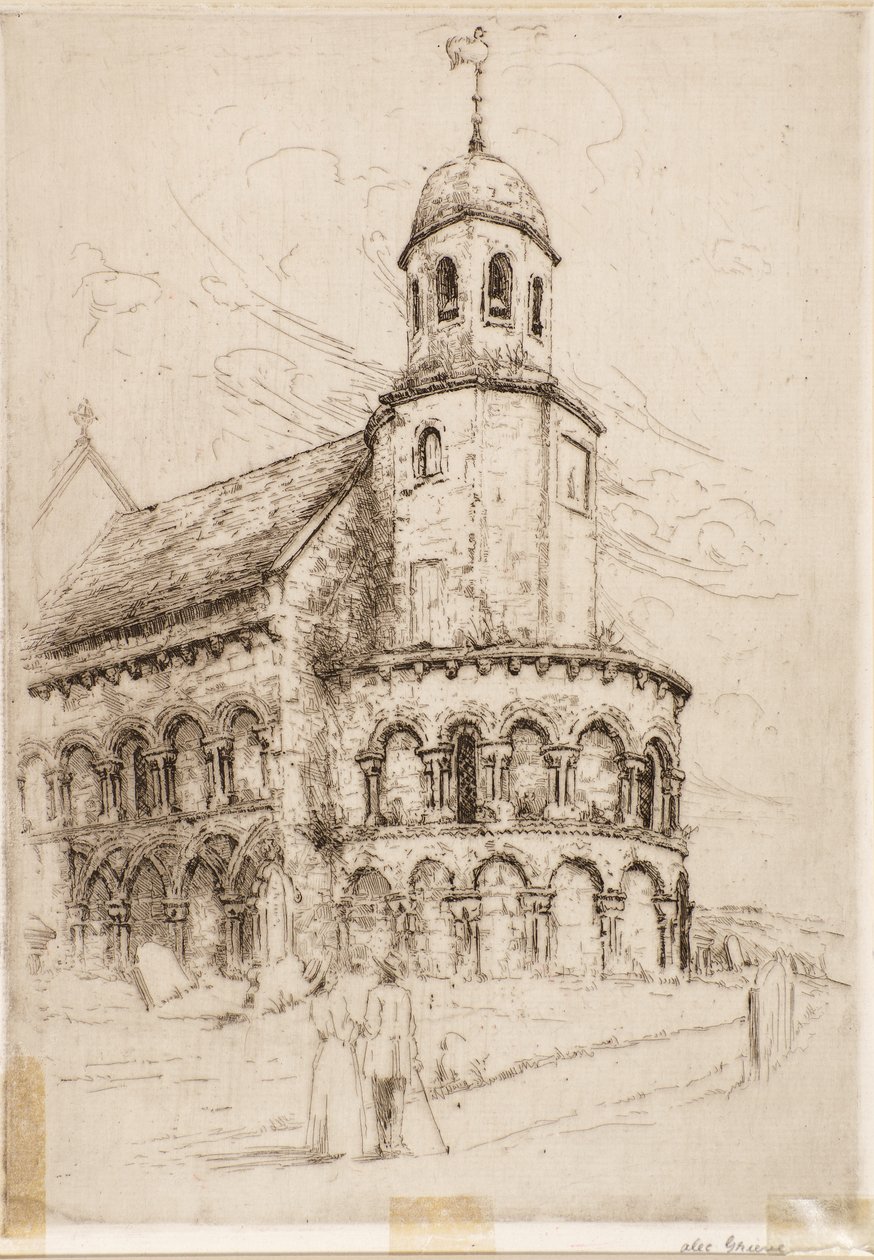 Leuchars Church (Norman Apse) (etsning) av Alec Grieve
