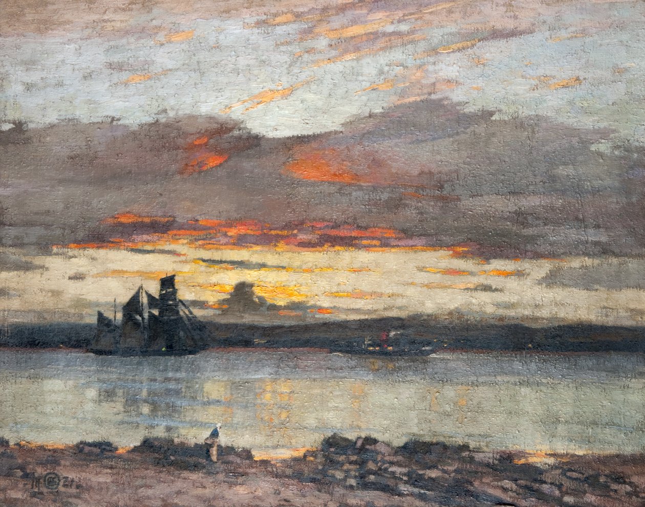 Solnedgång på Tay [Utsikt mot Dundee] av Alec Grieve
