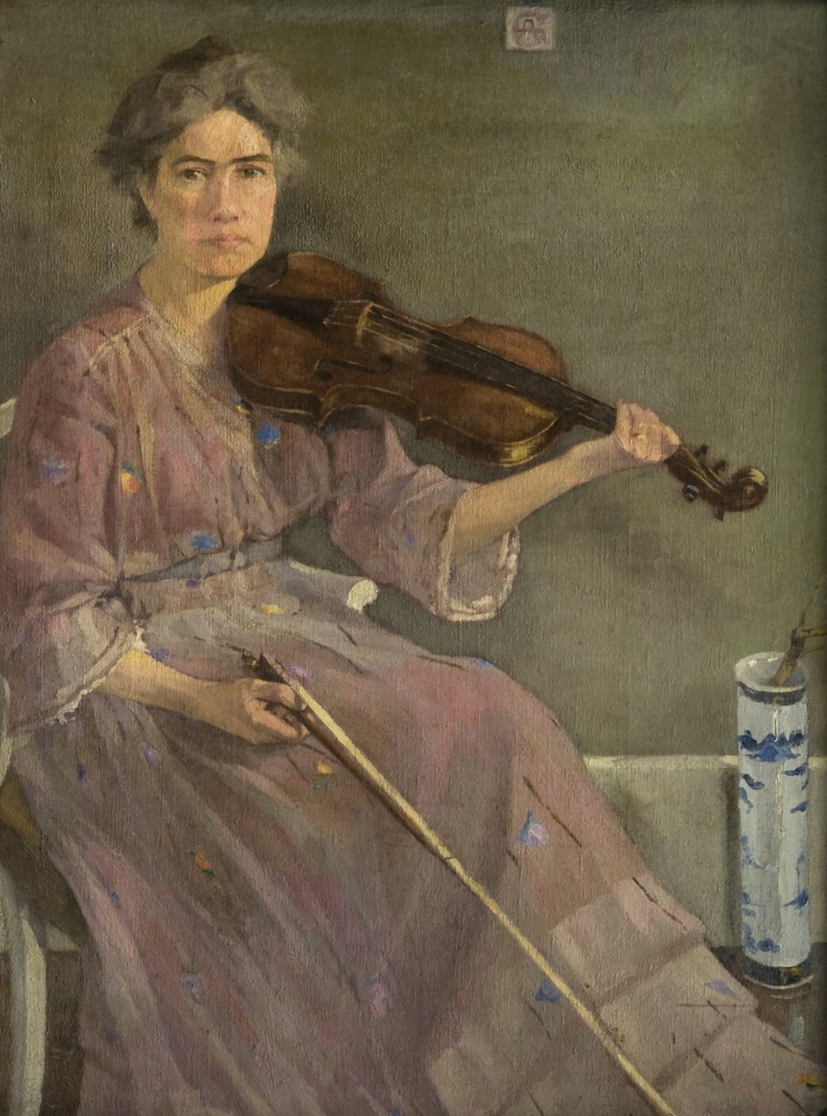 Konstnärens fru, 1900-talet (olja på duk) av Alec Grieve