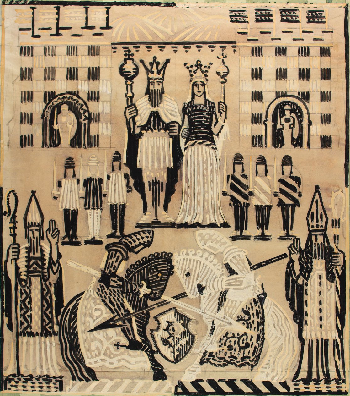 Royal Joisting, mars 1928 (gouache på papper) av Alec Hunter