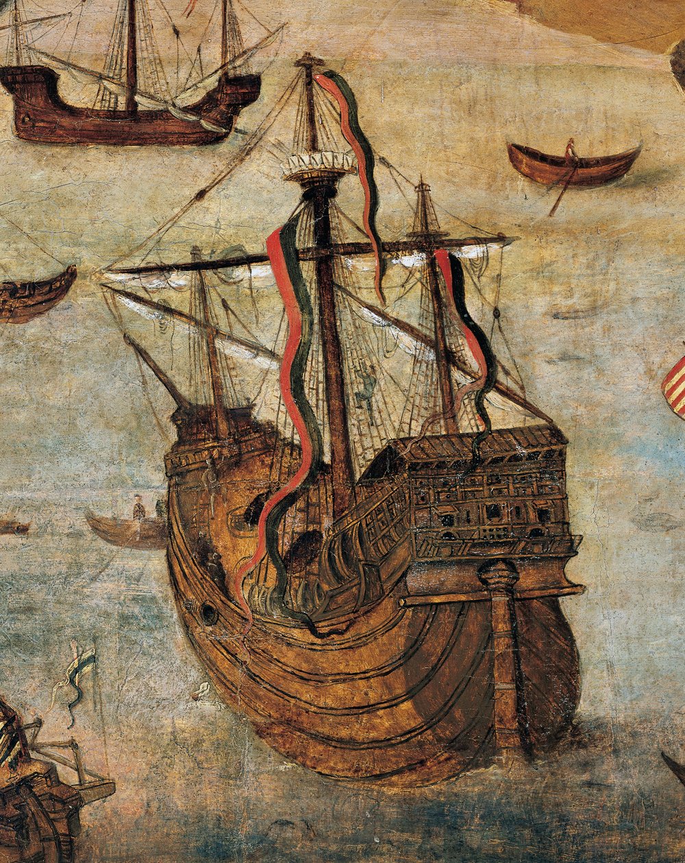 Spansk karavell (detalj från Virgin of the Navigators) av Alejo Fernandez