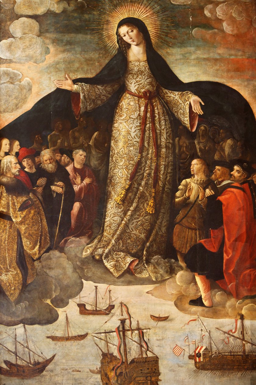Virgin of the Mareantes altartavla (detalj) av Alejo Fernandez