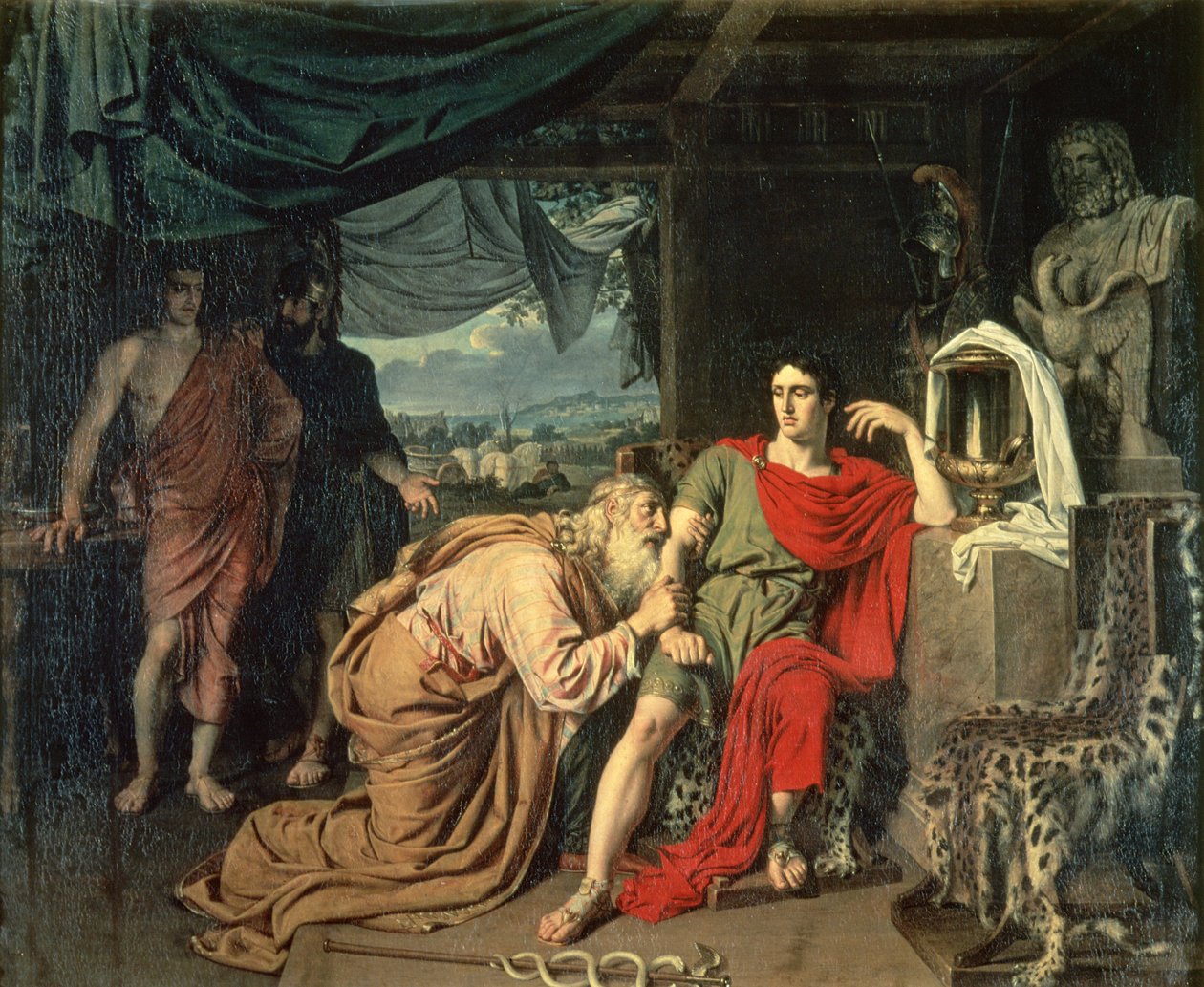 Kung Priamos ber Akilles om att få tillbaka Hektors kropp, 1824 av Aleksander Ivanov
