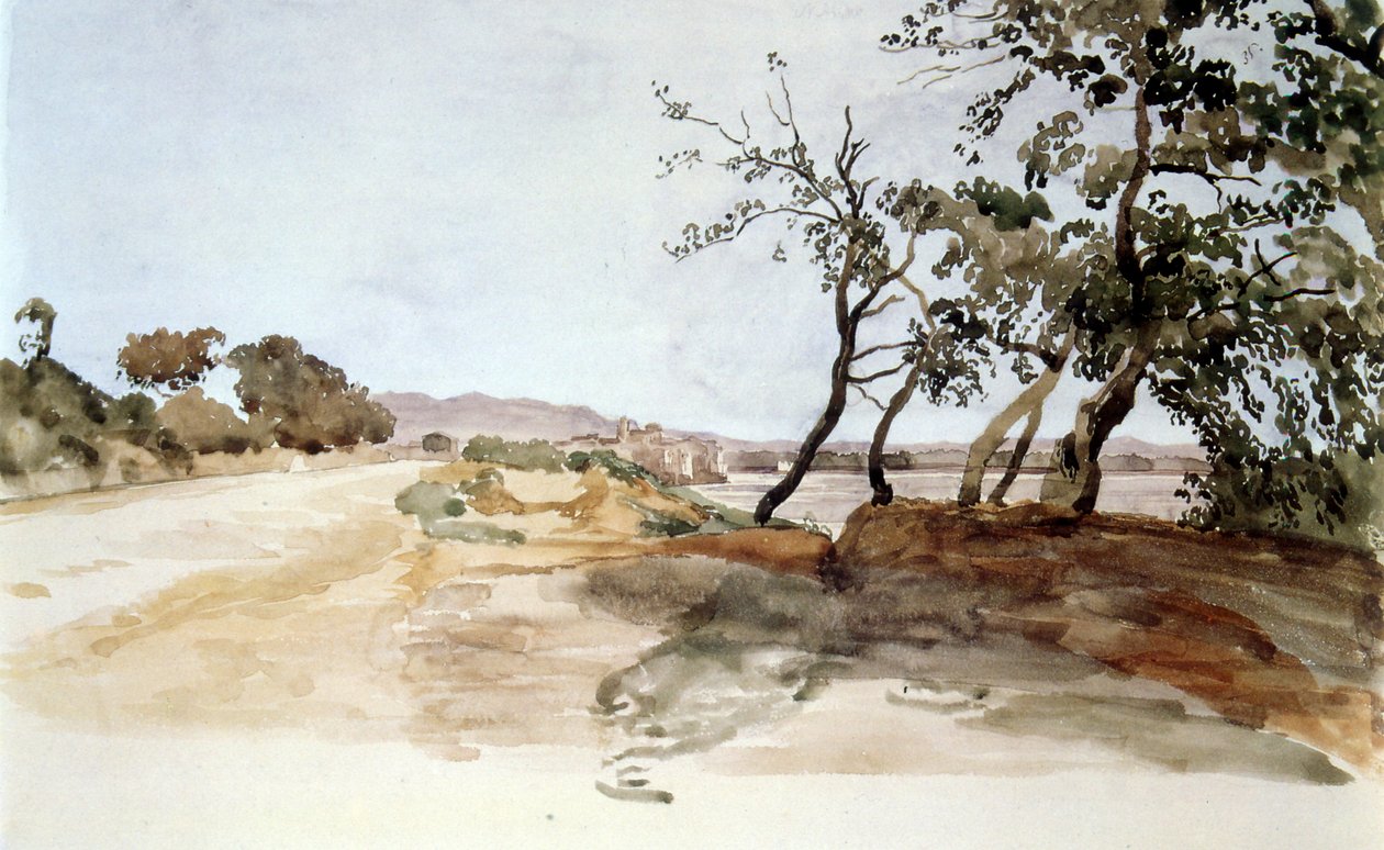 Italiensk landsbygd, akvarell av Alexander Ivanov (18061858), rysk målare av Aleksandr Andreevich Ivanov