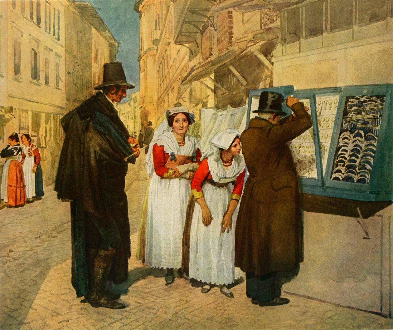 Brudgummen Campagnuolo väljer örhängen till sin brud, 1838, 1965. av Aleksandr Ivanov