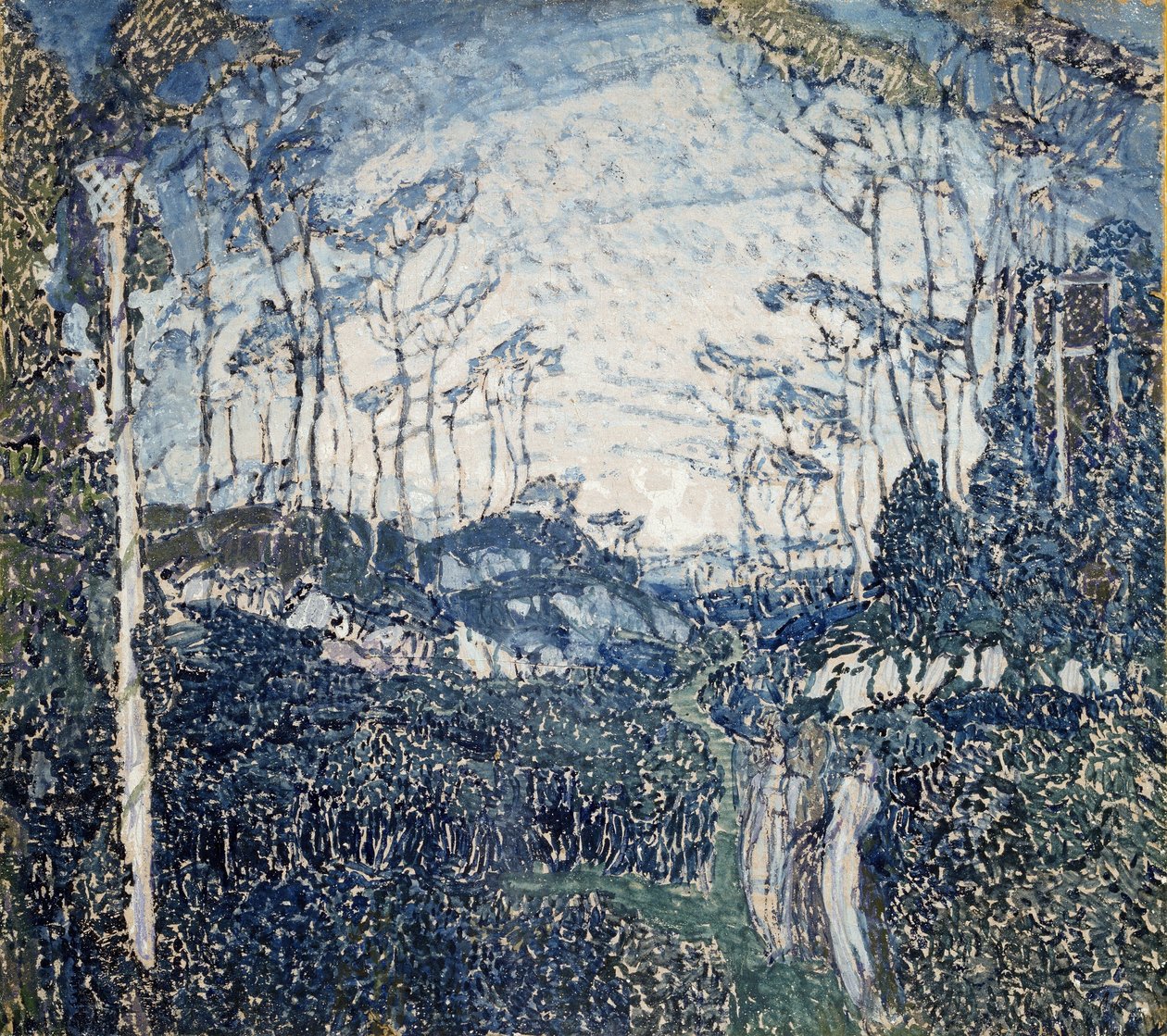 ""In A Park"" Gouachemålning av Alexander Yakovlevich Golovin (Alexander Golovin) (1863-1930) Circa 1900 State Art Museum, Samara av Aleksandr Jakovlevic Golovin
