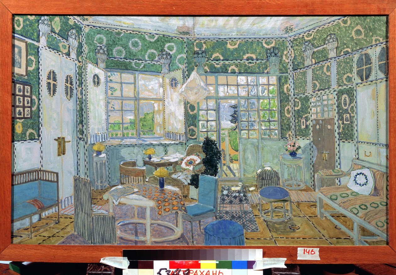 Förberedande dekor till pjäsen le petit Eyolf av Henrik (Henri) Johan Ibsen (1828-1906) (Scenario till teaterpjäsen Lille Eyolf av H.Ibsen). Verk av Alexander Yakovlevich Golovin (Alexander Golovin) (1863-1930), akvarell på kartong av Aleksandr Jakovlevic Golovin