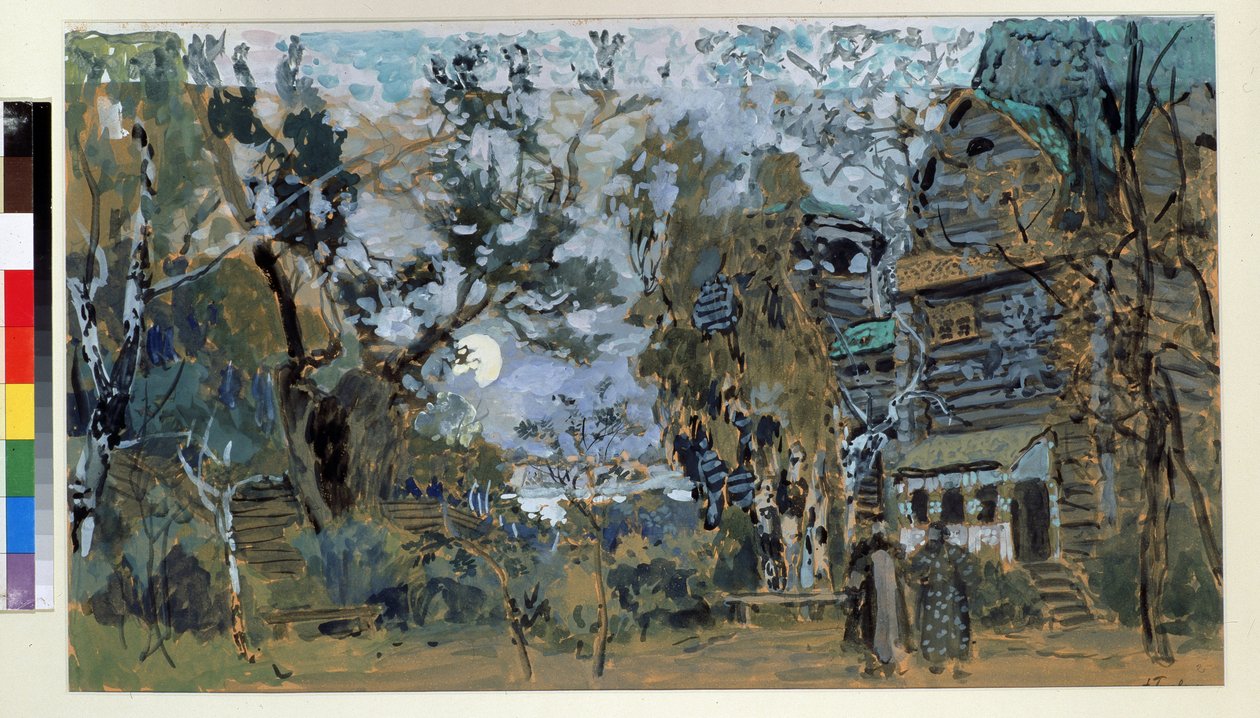 Förberedelseuppsättning för operan The Pskovitaine (Jungfrun från Pskov) av Nicholas Rimsky Korsakov (Rimsky-Korsakov) (1844-1908) ( Scenografi för operan Pskov Maiden, av N.Rimsky Korsakov (Rimsky-Korsakov). Verk av Alexander Yakvlevic av Aleksandr Jakovlevic Golovin
