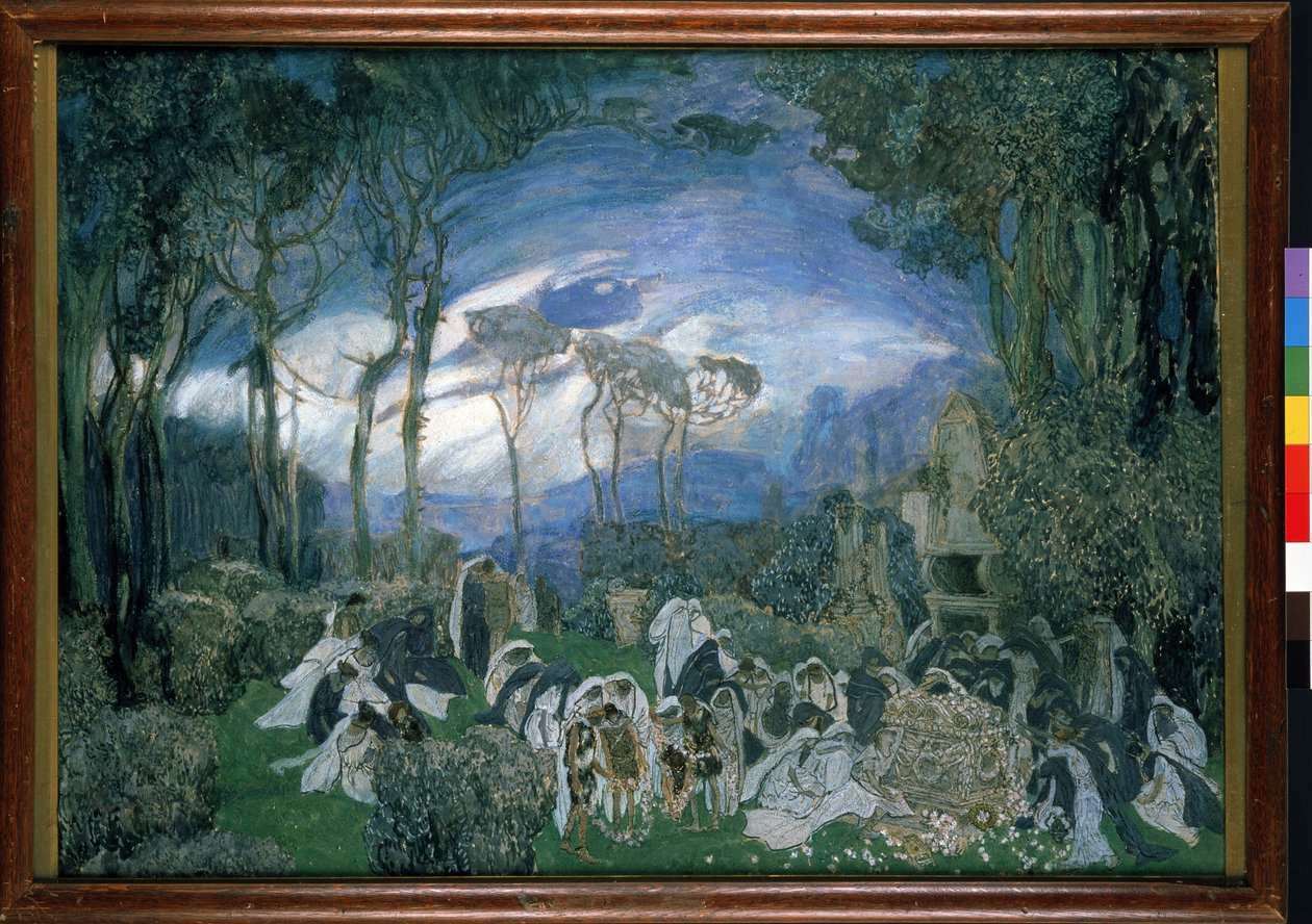 Förberedande dekor för operan Orpheo et Eurydice, av Christoph Willibald Gluck (1714-1787) (Scenografi för operan Orpheo och Euridice av Ch. Gluck). Verk av Alexander Yakovlevich Golovin (Alexandre Golovine) (1863-1930), gouache och pastell på duk av Aleksandr Jakovlevic Golovin
