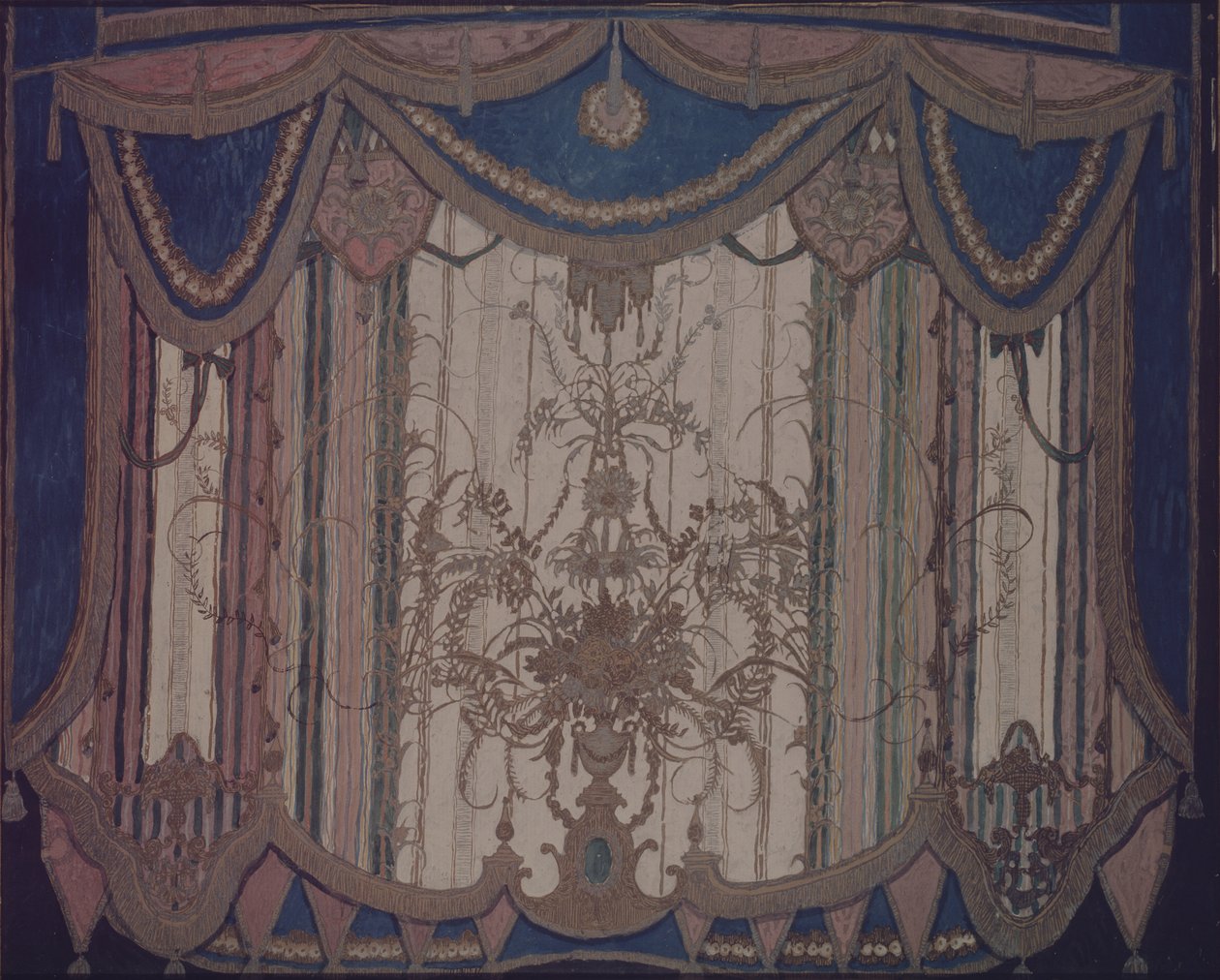 Design av gardin för teaterpjäsen Maskeraden av M. Lermontov, 1917 av Aleksandr Jakovlevic Golovin