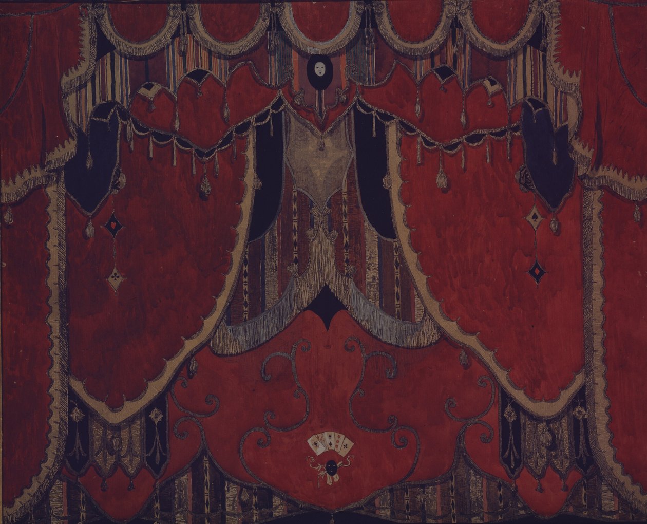 Design av huvudridån för teaterpjäsen Maskeraden av M. Lermontov, 1917 av Aleksandr Jakovlevic Golovin