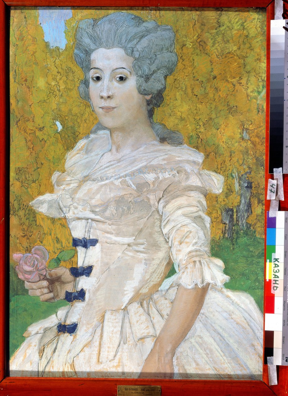 ""Portrait de Marquise"" Peinture av Alexander Yakovlevich Golovin (Alexandre Golovine) (1863-1930) 1908 Statens konstmuseum i Tatarstan, Kazan av Aleksandr Jakovlevic Golovin
