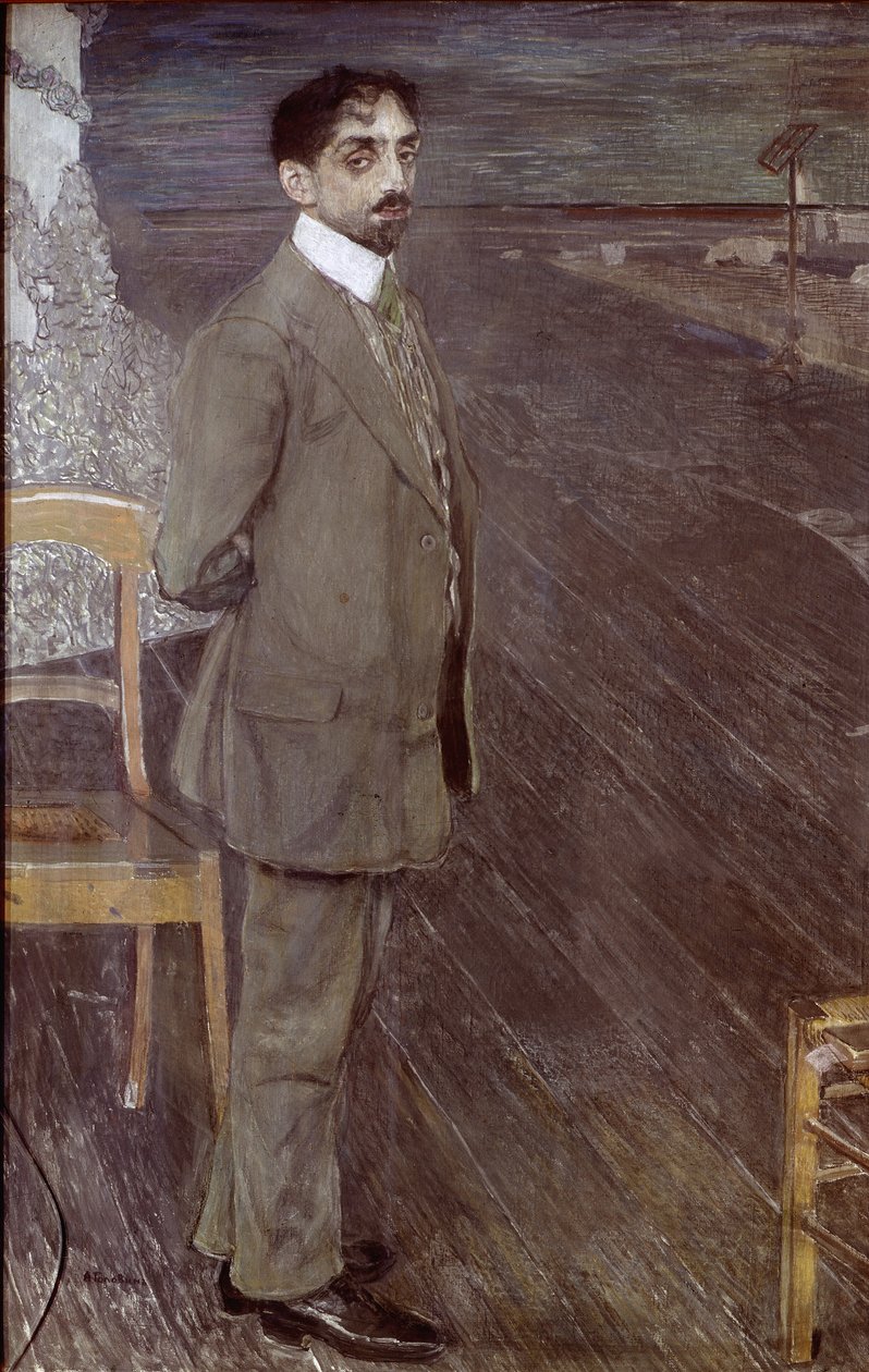 Porträtt av Mikhail Kuzmin, 1910 (tempera och pastell på duk) av Aleksandr Jakovlevic Golovin