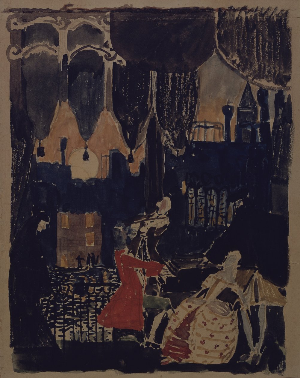Scenografi för operan Mozart och Salieri av N. Rimski-Korsakov, 1902 av Aleksandr Jakovlevic Golovin