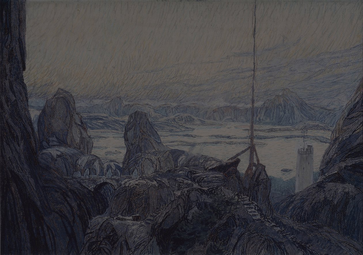 Scenografi till teaterpjäsen Frun från havet av H. Ibsen, 1905 av Aleksandr Jakovlevic Golovin