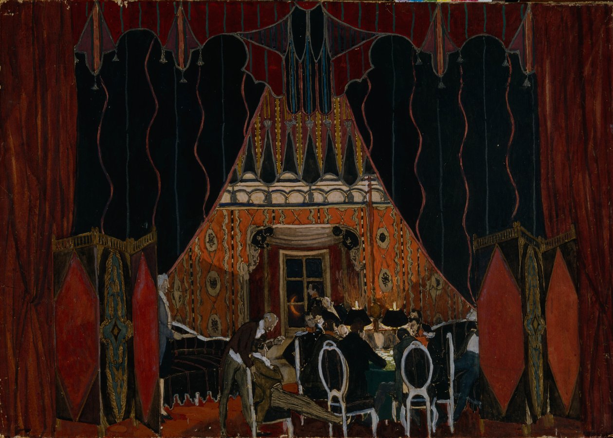Scenografi för teaterpjäsen Maskeraden av M. Lermontov, 1917 av Aleksandr Jakovlevic Golovin