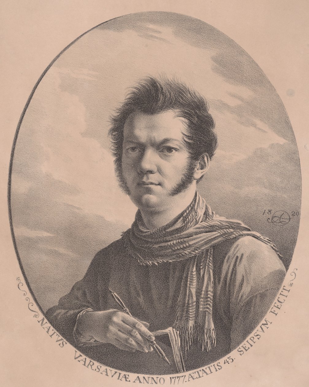 Självporträtt med album och penna, 1819., 1819. av Aleksandr Orlovsky
