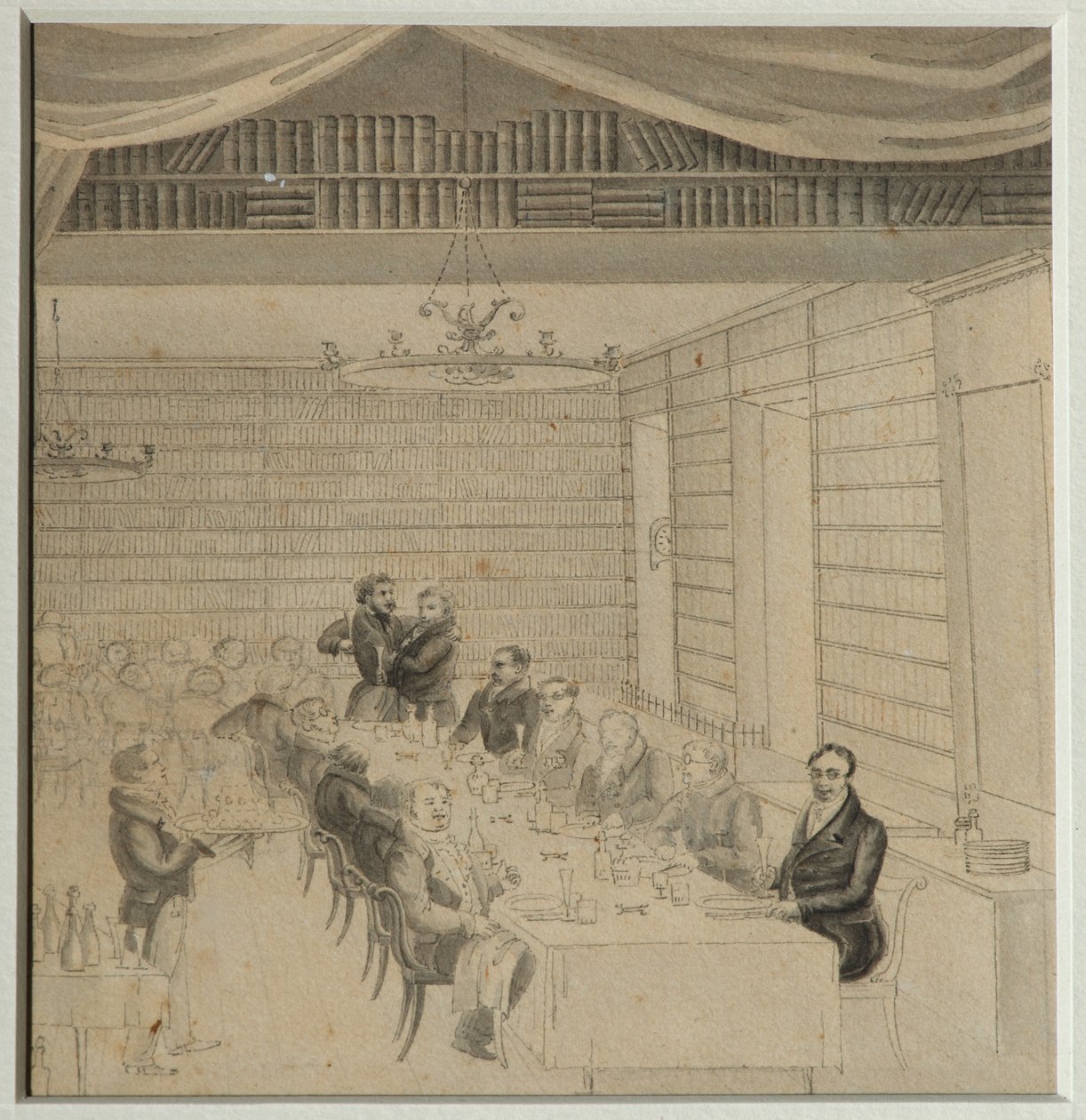 Litterär fest i Aleksander Smirdins bokhandel, 1832 av Aleksandr Pavlovich Bryullov