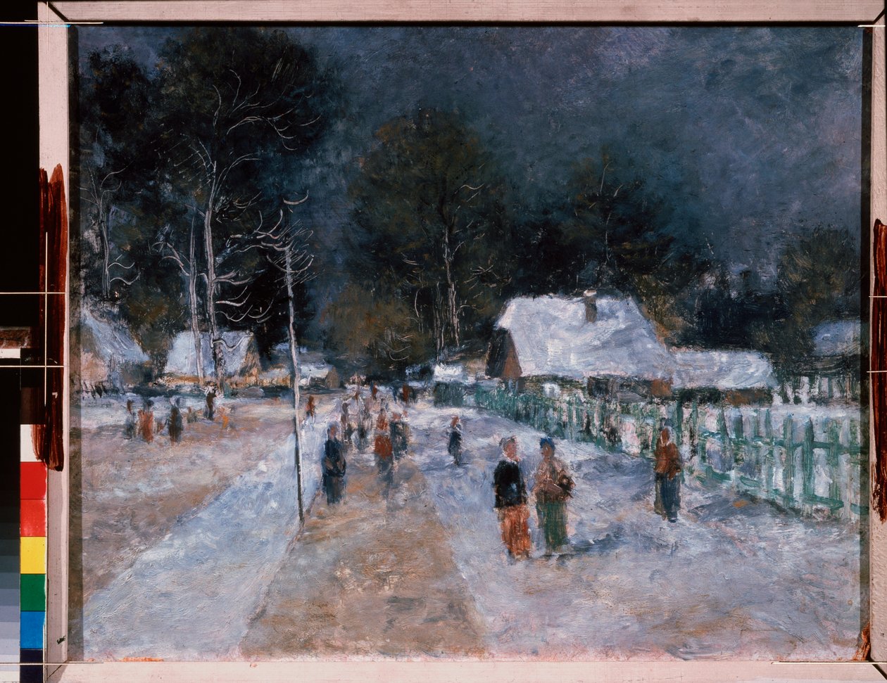 Vinter. Verk av Alexander Vasilyevich Shevchenko (Alexander Shevchenko) (1883-1948), olja på kartong av Aleksandr Vasilievich Shevchenko