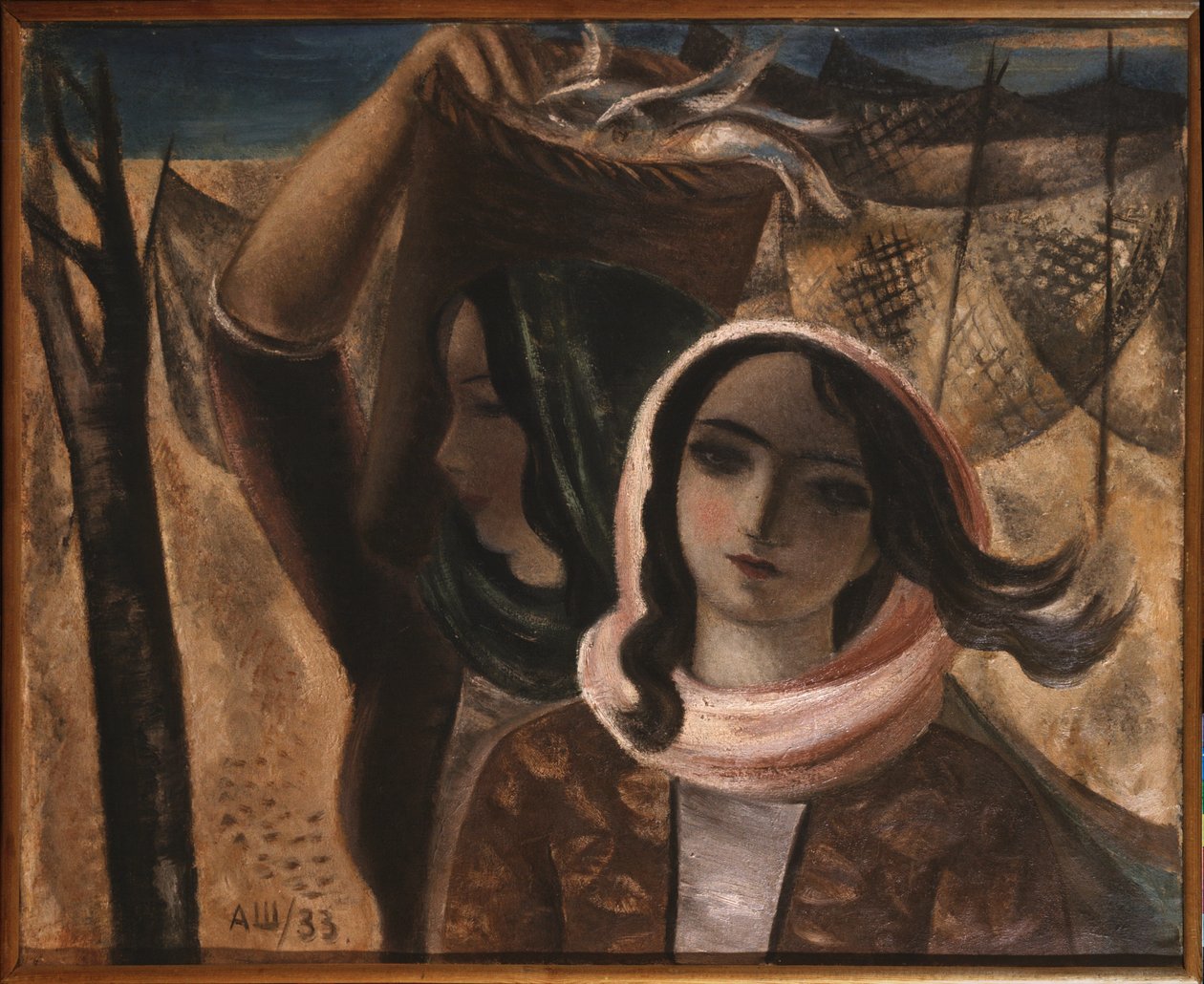 Fiskarna. Målning av Alexander Vasilievich Shevchenko (Alexander Shevchenko) (1883-1948), olja på duk av Aleksandr Vasilievich Shevchenko