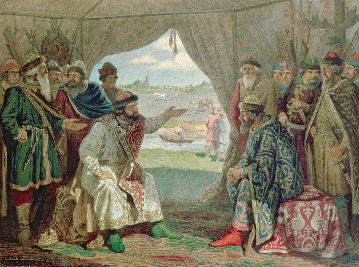 Prinsekonventet med storhertug Vladimir Monomakh II (1053-1125) i Dolob i 1103, 1880 sverige av Aleksei Danilovich Kivshenko