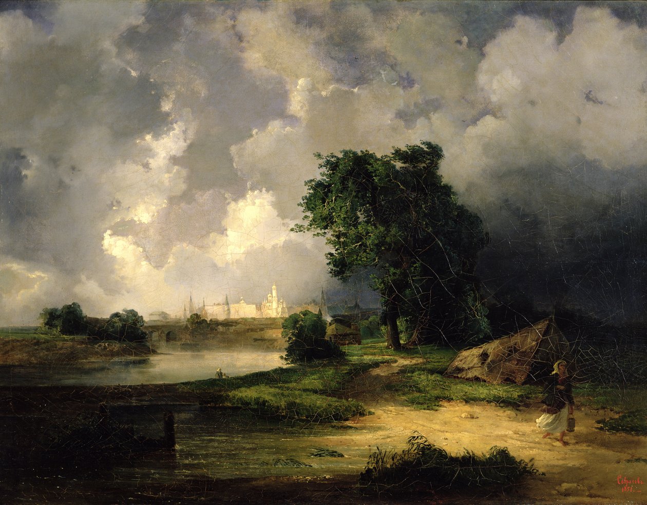 Utsikt över Kreml i dåligt väder, 1851 av Alexei Kondratjewitsch Sawrassow