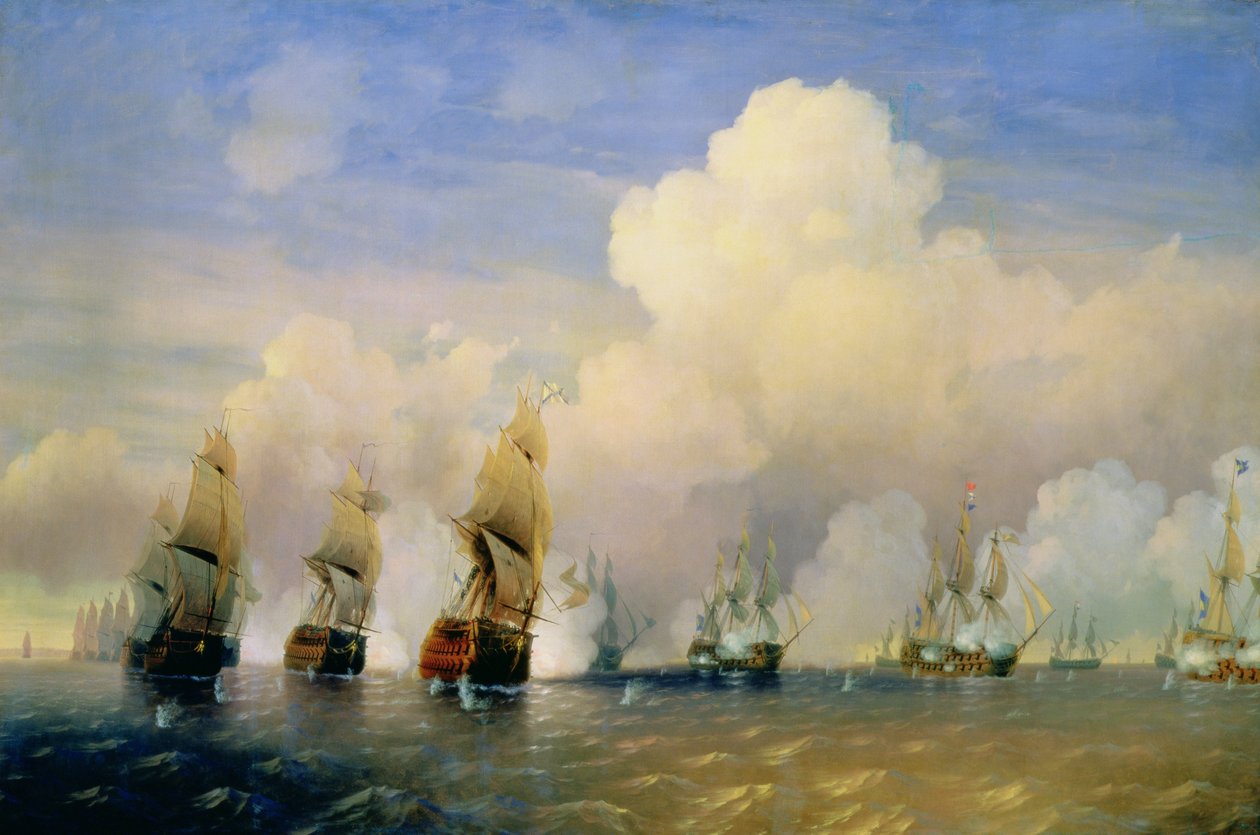 Det rysk-svenska sjökriget nära Kronstadt 1790 av Aleksei Petrovich Bogolyubov