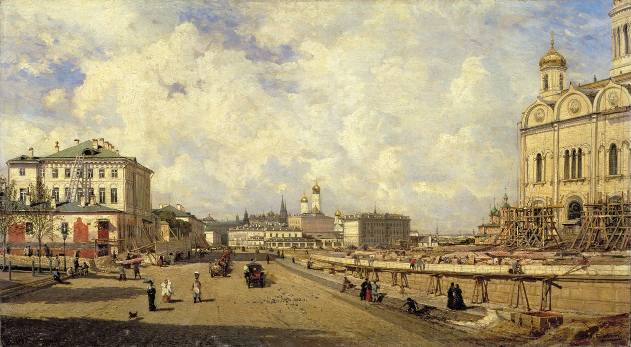 Mtazamo wa Kanisa Kuu la Mwokozi wa Kristo huko Moscow, 1880 swed av Aleksei Petrovich Bogolyubov