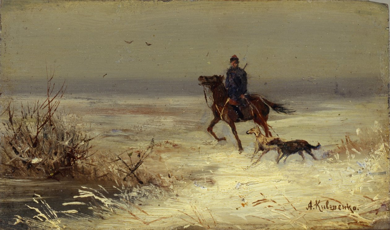 På jakten, 1800-talets andra hälft. av Aleksei Danilovich Kivshenko