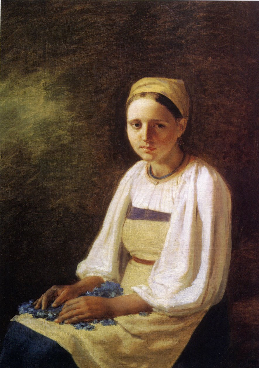 En bondflicka med blåklint, 1820-talet av Aleksei Gavrilovich Venetsianov