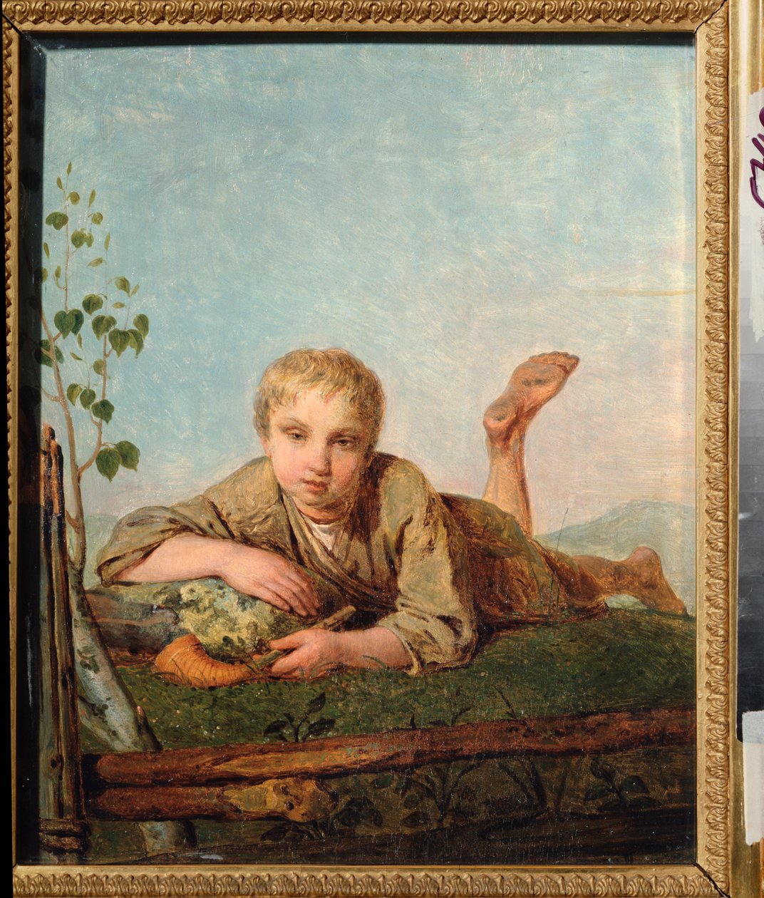 Herdepojke med pipa - Målning av Alexei Gavrilovich Venetsianov (1780-1847), olja på duk, cirka 1820, rysk konst av Aleksei Gavrilovich Venetsianov